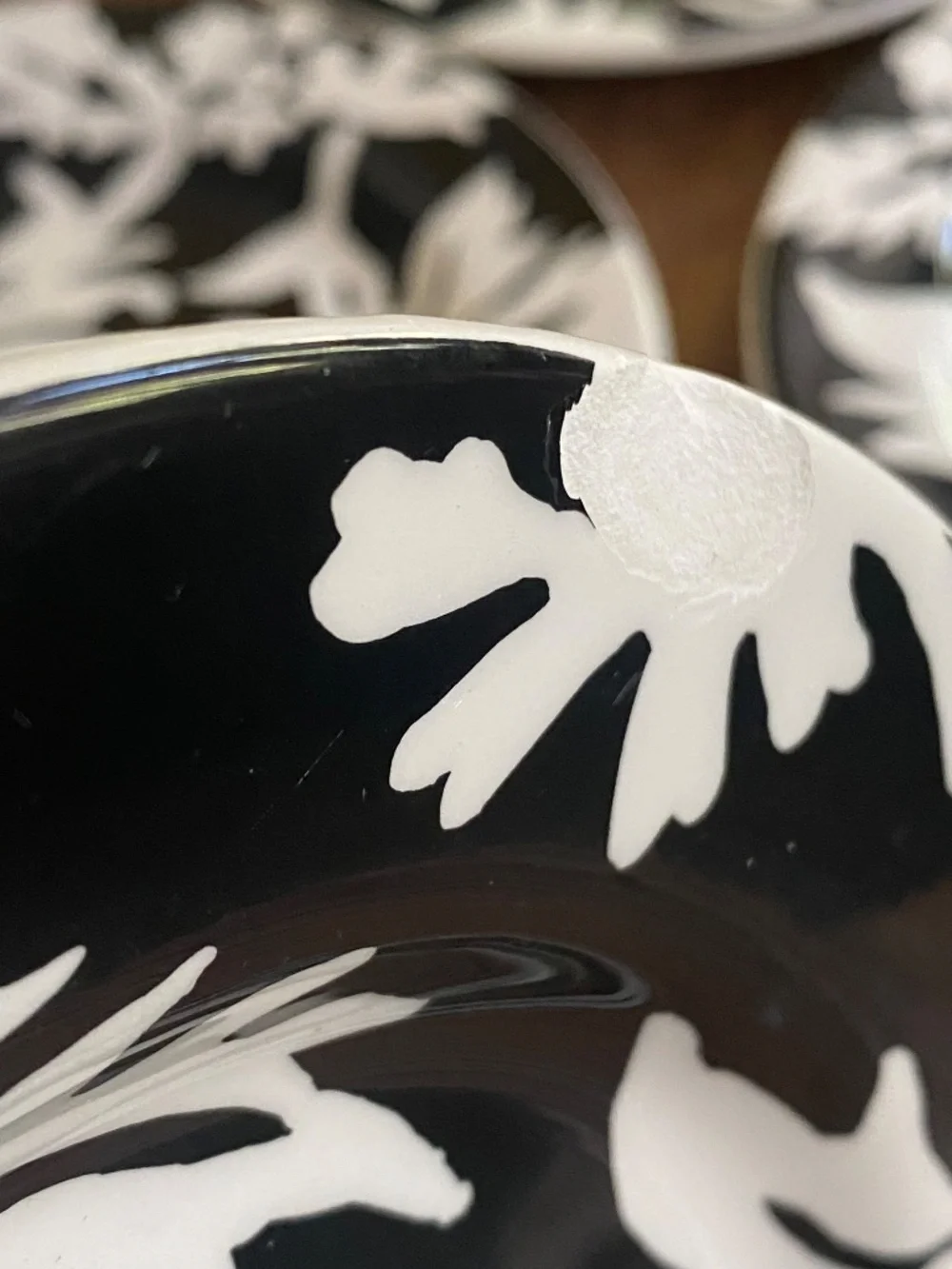 Crate & Barrel Black and White Floral Salad Luncheon 9” Plates x 8
